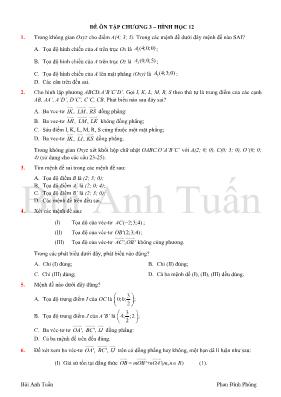 Đề trắc nghiệm ôn tập chương 3 Hình học 12 - Bùi Anh Tuấn